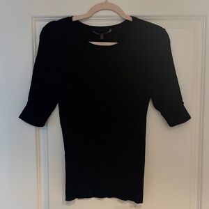 White House Black Market Black Short Sleeve ribbed sweater